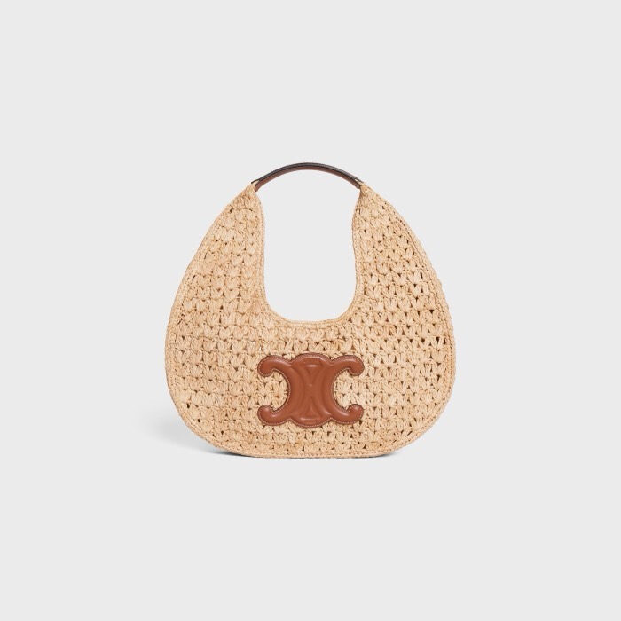  CELINE CELINE CLASSIC PANIER HOBO BAG IN RAFFIA AND CALFSKIN NATURAL / TAN