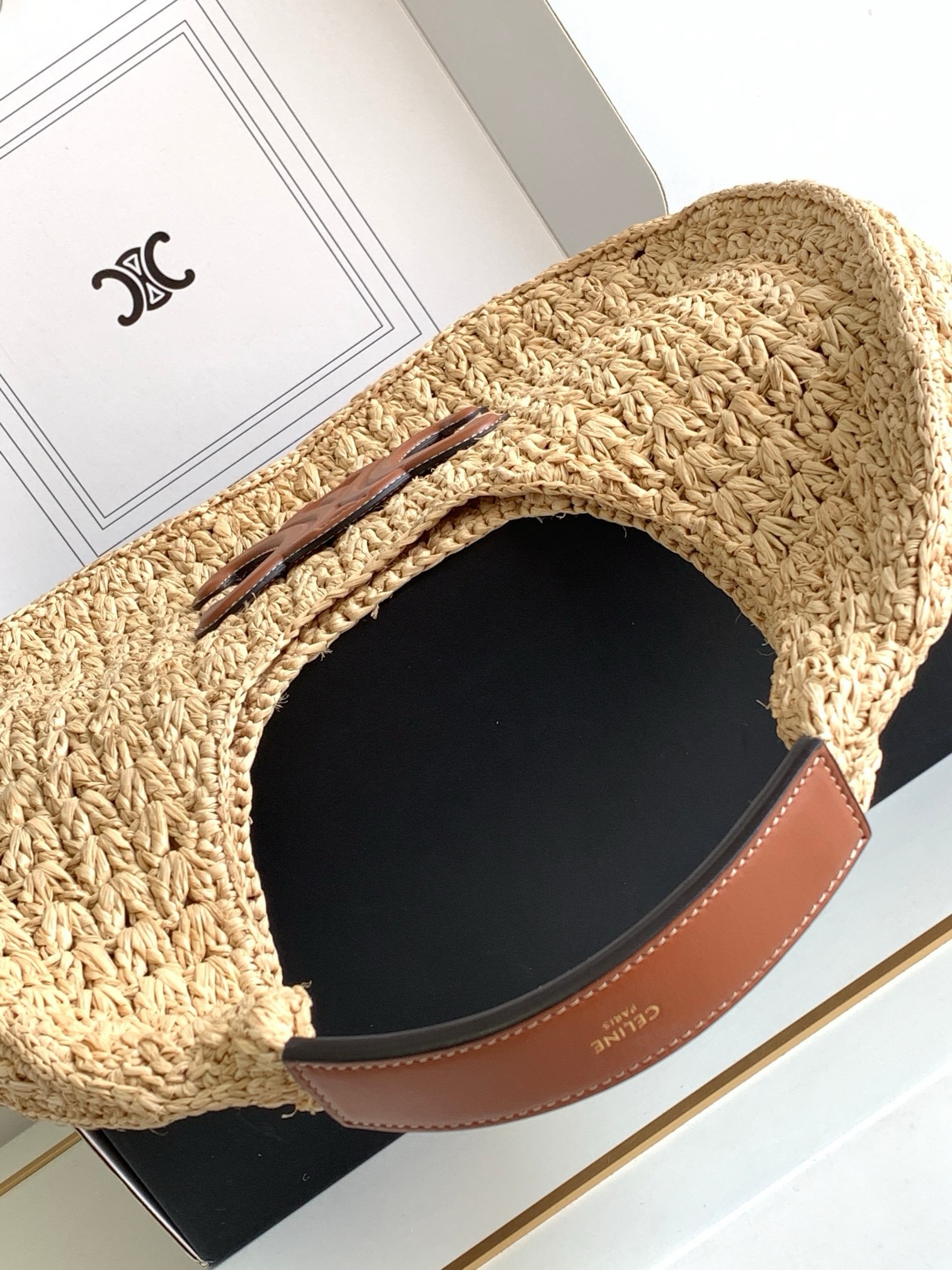  CELINE CELINE CLASSIC PANIER HOBO BAG IN RAFFIA AND CALFSKIN NATURAL / TAN