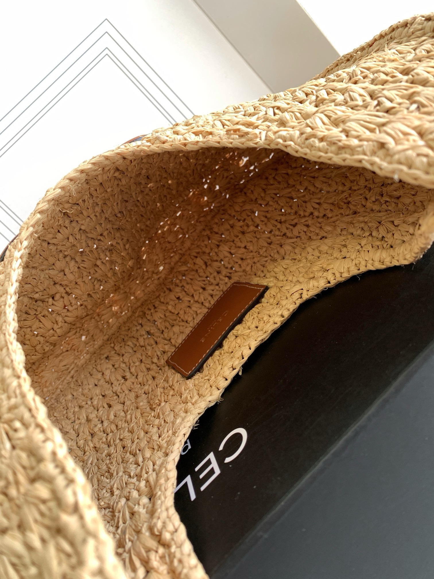  CELINE CELINE CLASSIC PANIER HOBO BAG IN RAFFIA AND CALFSKIN NATURAL / TAN