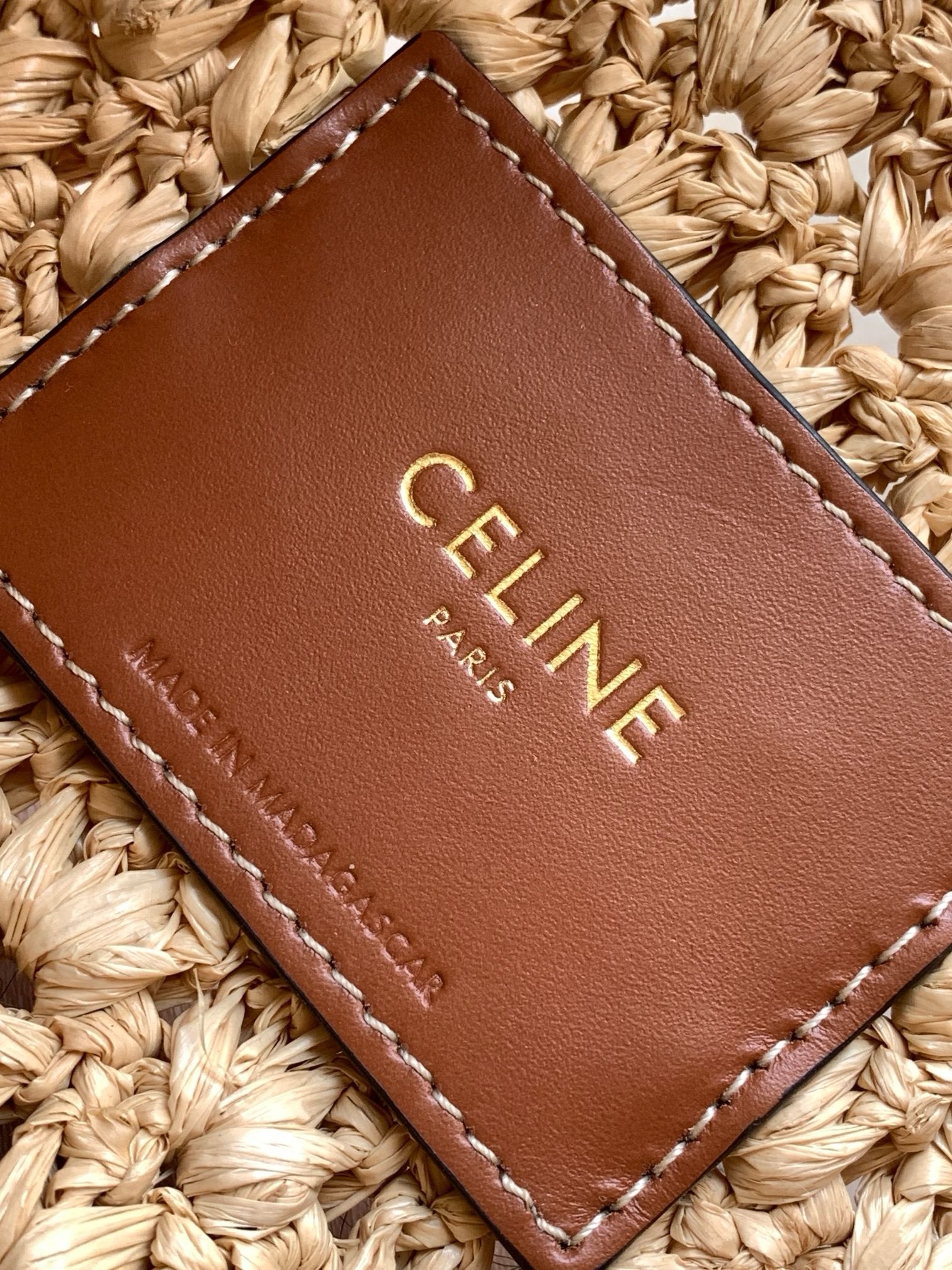  CELINE CELINE CLASSIC PANIER HOBO BAG IN RAFFIA AND CALFSKIN NATURAL / TAN