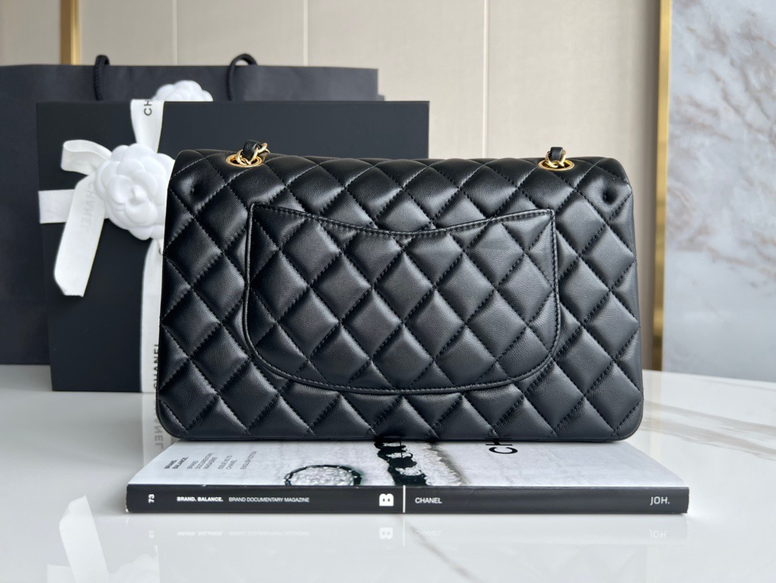 CHANEL  CLASSIC HANDBAG Lambskin & Gold-Tone Metal Black