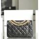 CHANEL  MINI 2.55 HANDBAG Glittered Aged Calfskin Gold-Tone Metal  black