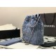 CHANEL 22 SMALL HANDBAG Washed Denim & Silver-Tone Metal Blue