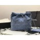 CHANEL 22 SMALL HANDBAG Washed Denim & Silver-Tone Metal Blue