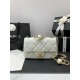 CHANEL  24S  MINI FLAP BAG Lambskin, Imitation Pearls & Gold Metal white