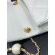 CHANEL  24S  MINI FLAP BAG Lambskin, Imitation Pearls & Gold Metal white