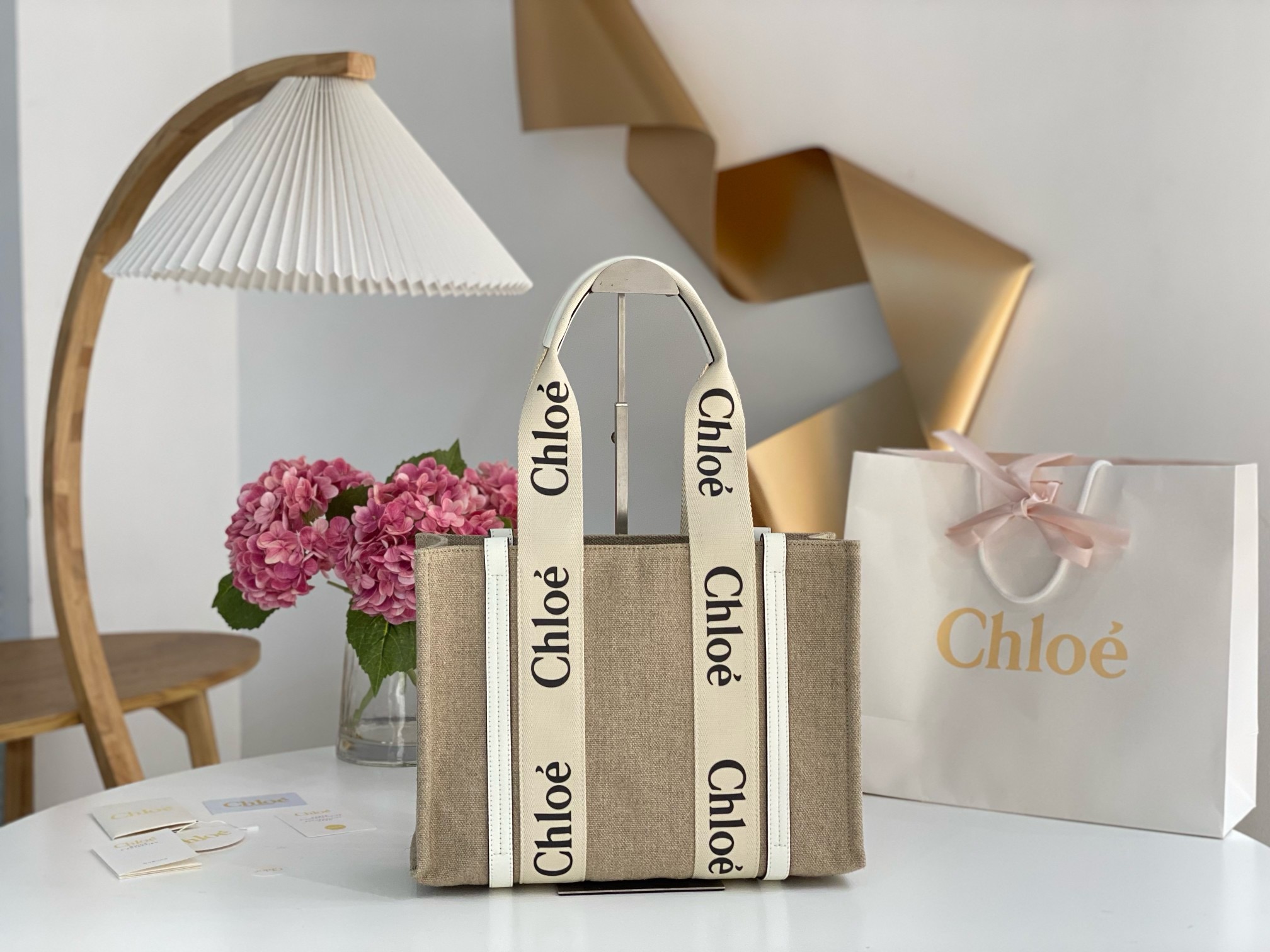 Chloe MEDIUM WOODY TOTE BAG Light Gold  (2 colors)