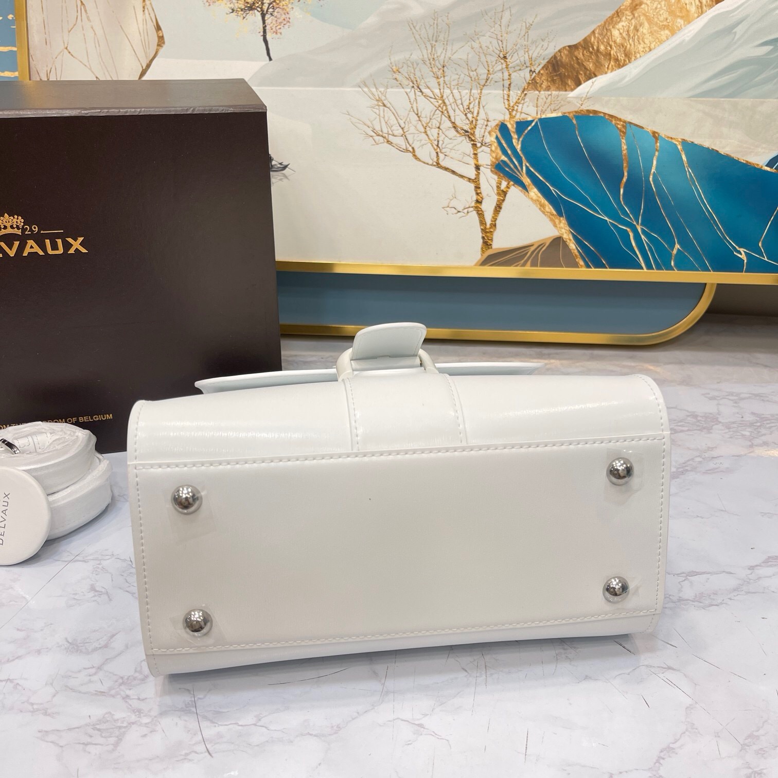 Delvaux  Brillant MM in Box Calf in  white 