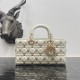 DIOR Medium Lady D-Joy Bag  Latte Cannage Lambskin with Gold-Finish Sun Studs (2 colors) 