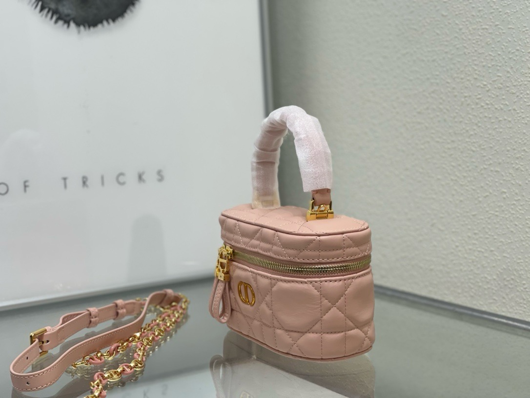 Dior Caro Mini Vanity CasePowder Pink Macrocannage Lambskin  ( 3 colors)