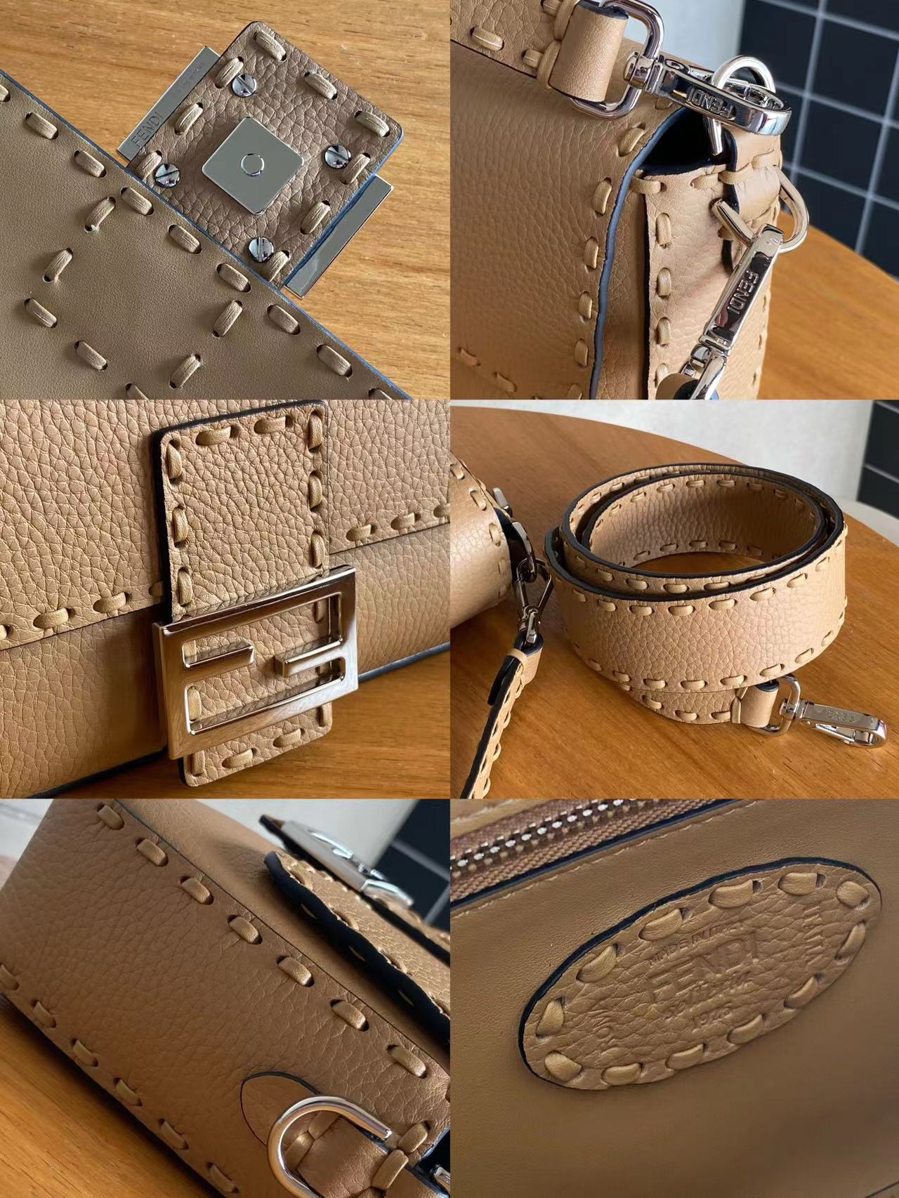 Fendi  Baguette  Selleria bag with 612 hand-sewn topstitches（4 colors）