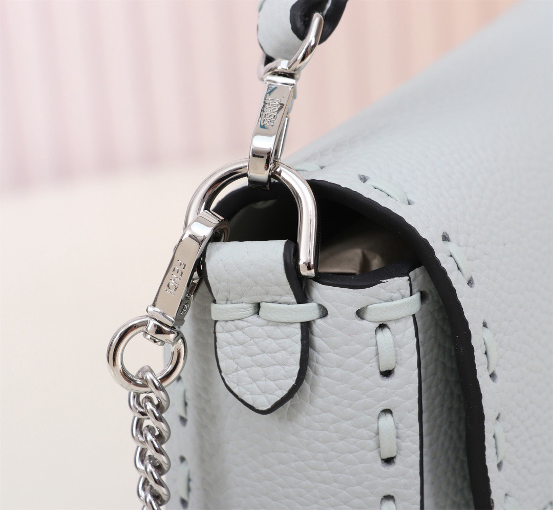 Fendi  Baguette Mini Light blue Selleria bag with 309 hand-sewn topstitches（4 colors）