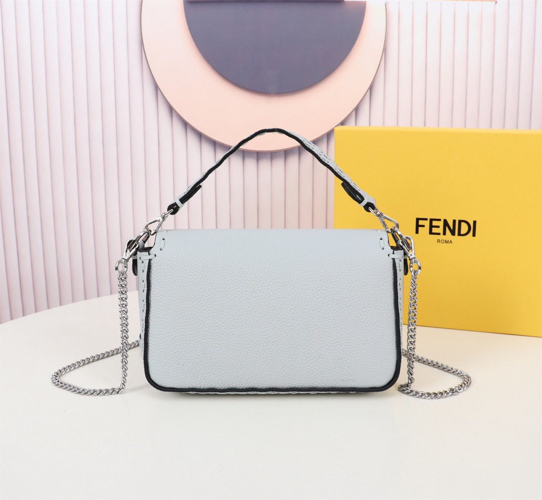Fendi  Baguette Mini Light blue Selleria bag with 309 hand-sewn topstitches（4 colors）