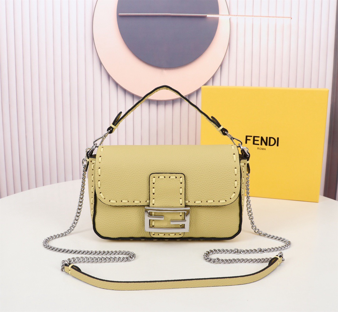Fendi  Baguette Mini Light blue Selleria bag with 309 hand-sewn topstitches（4 colors）