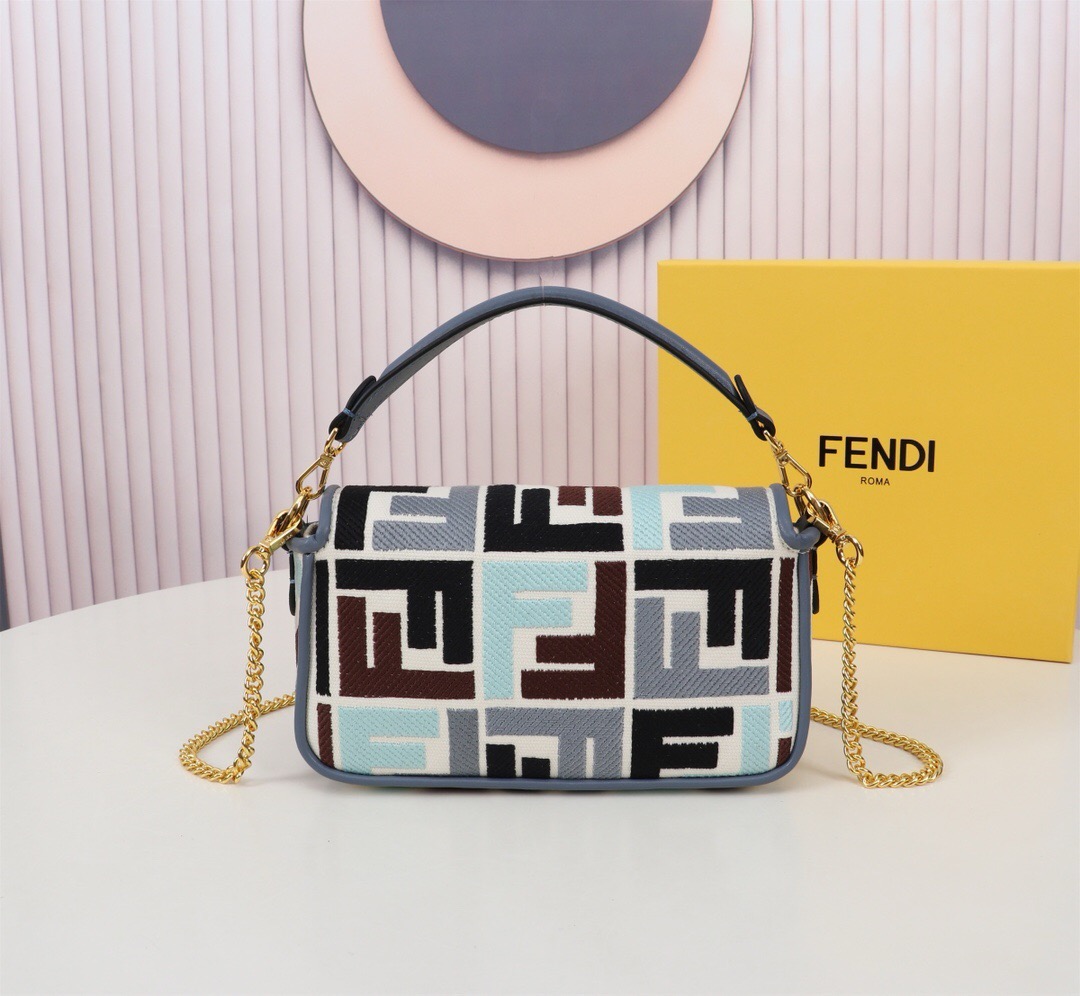 Fendi Baguette Mini Multicolor canvas bag with FF embroidery（2 colors）
