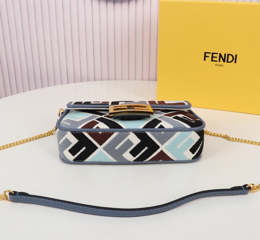 Fendi Baguette Mini Multicolor canvas bag with FF embroidery（2 colors）