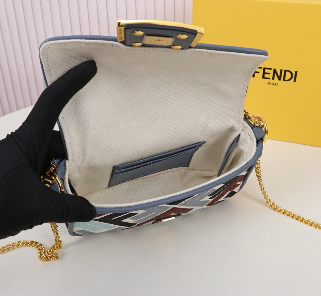 Fendi Baguette Mini Multicolor canvas bag with FF embroidery（2 colors）