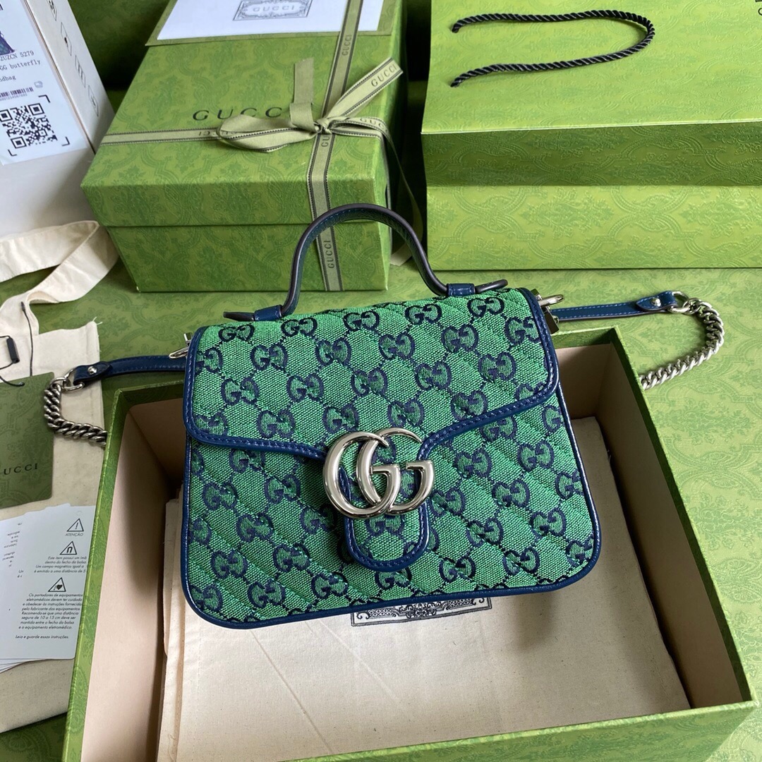 GUCCI Monogram Multicolor Matelasse Diagonal Mini GG Marmont Top Handle Shoulder (9 colors)