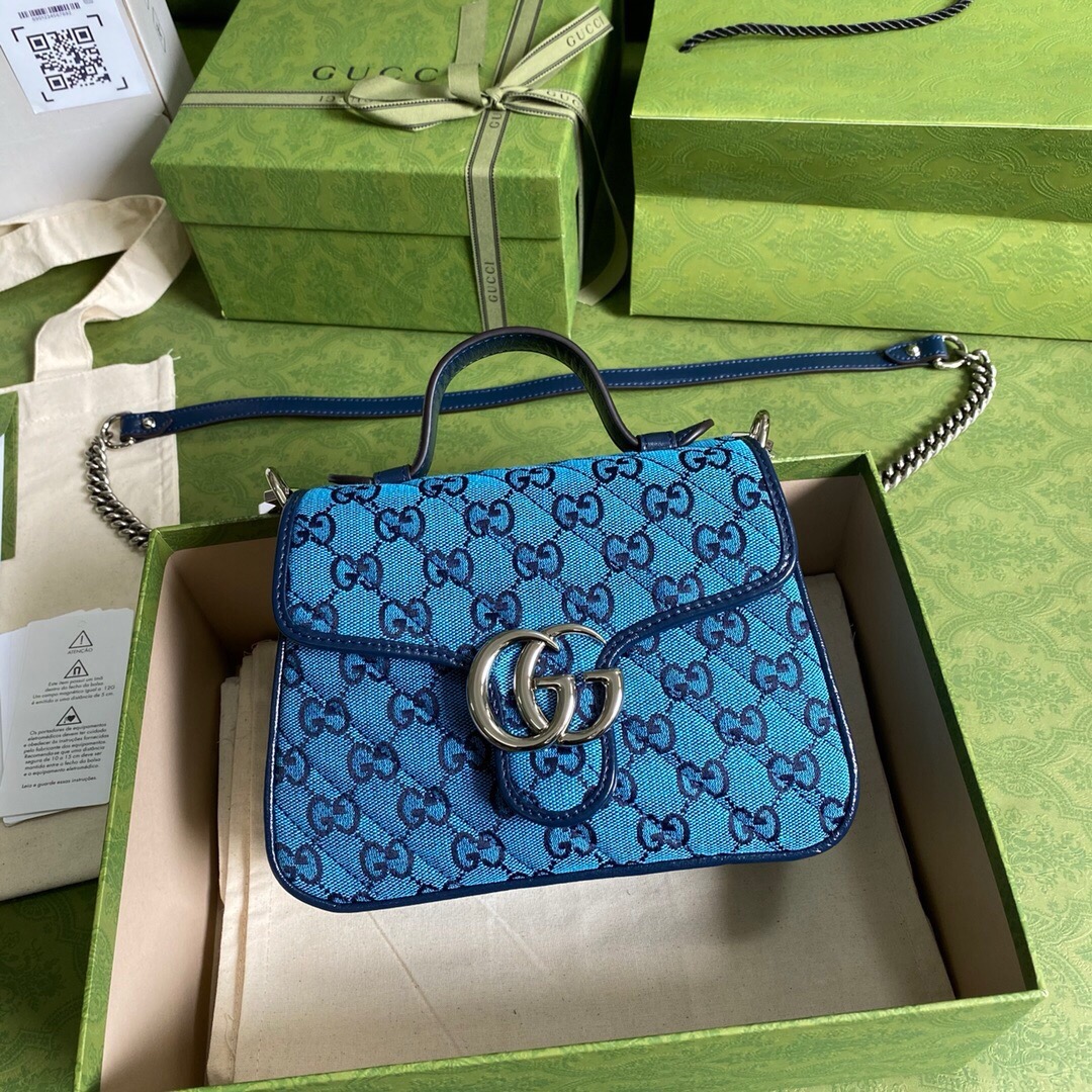 GUCCI Monogram Multicolor Matelasse Diagonal Mini GG Marmont Top Handle Shoulder (9 colors)