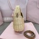 Miu Miu Wander woven raffia-effect yarn hobo bag with leather details