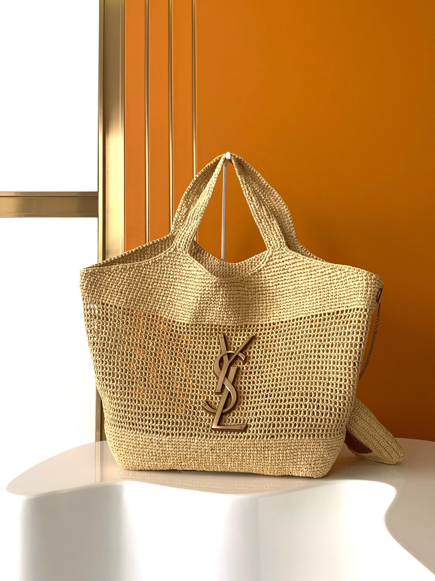 YSL SAINT LAURENT ICARE IN RAFFIA