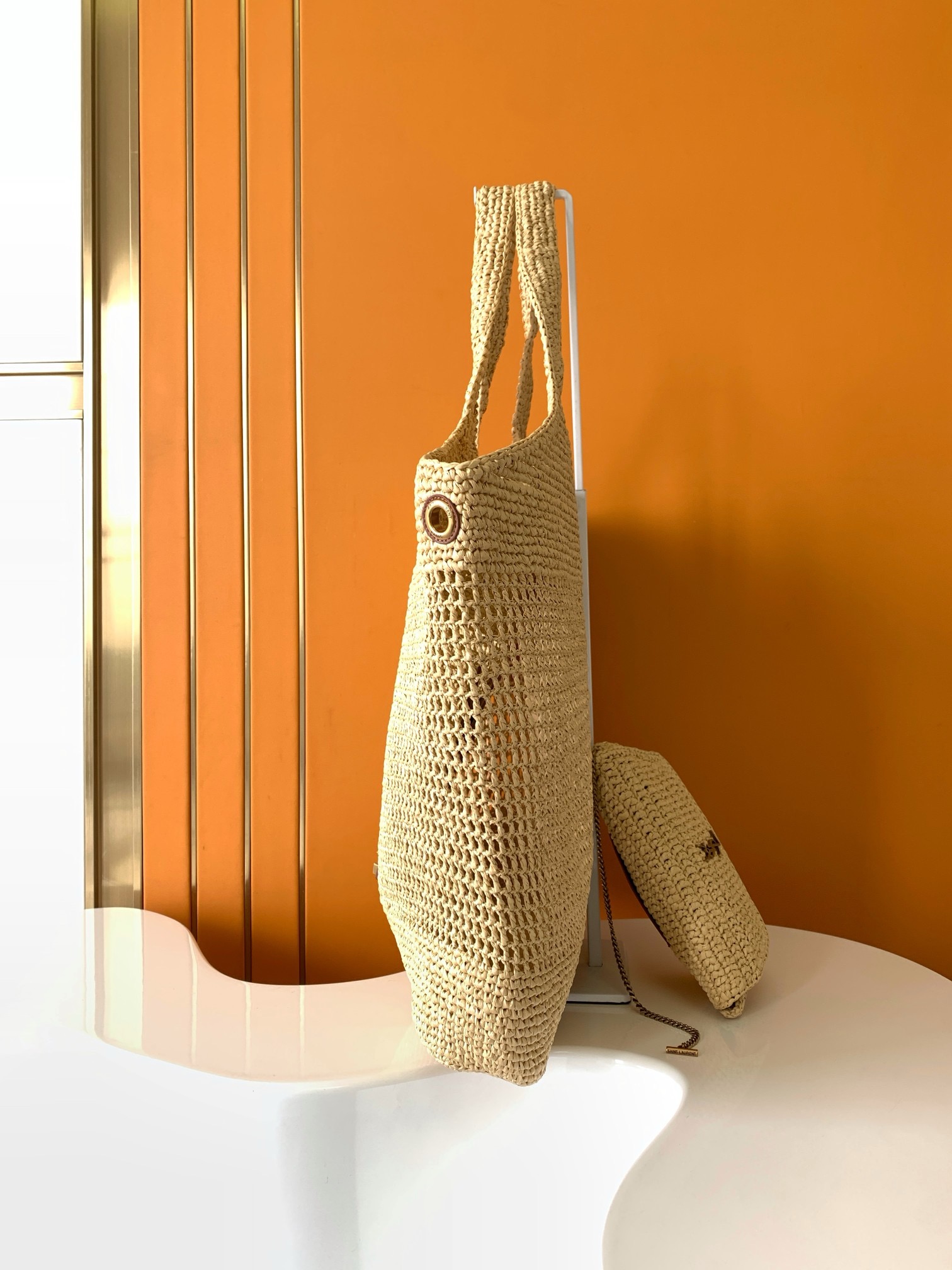 YSL SAINT LAURENT ICARE IN RAFFIA
