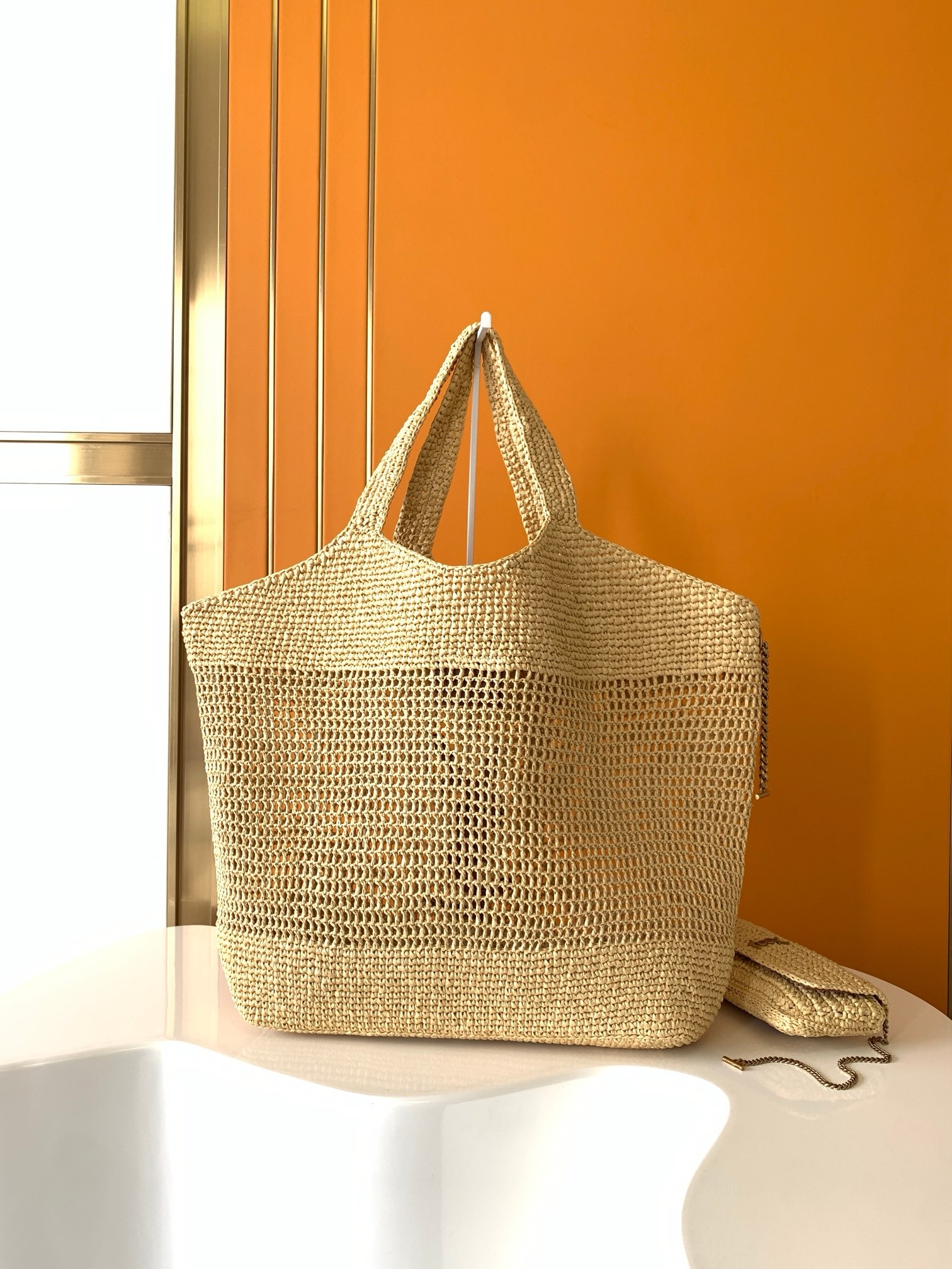 YSL SAINT LAURENT ICARE IN RAFFIA