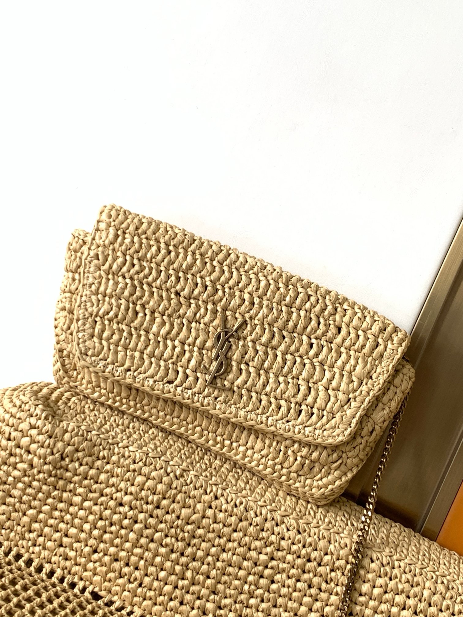 YSL SAINT LAURENT ICARE IN RAFFIA