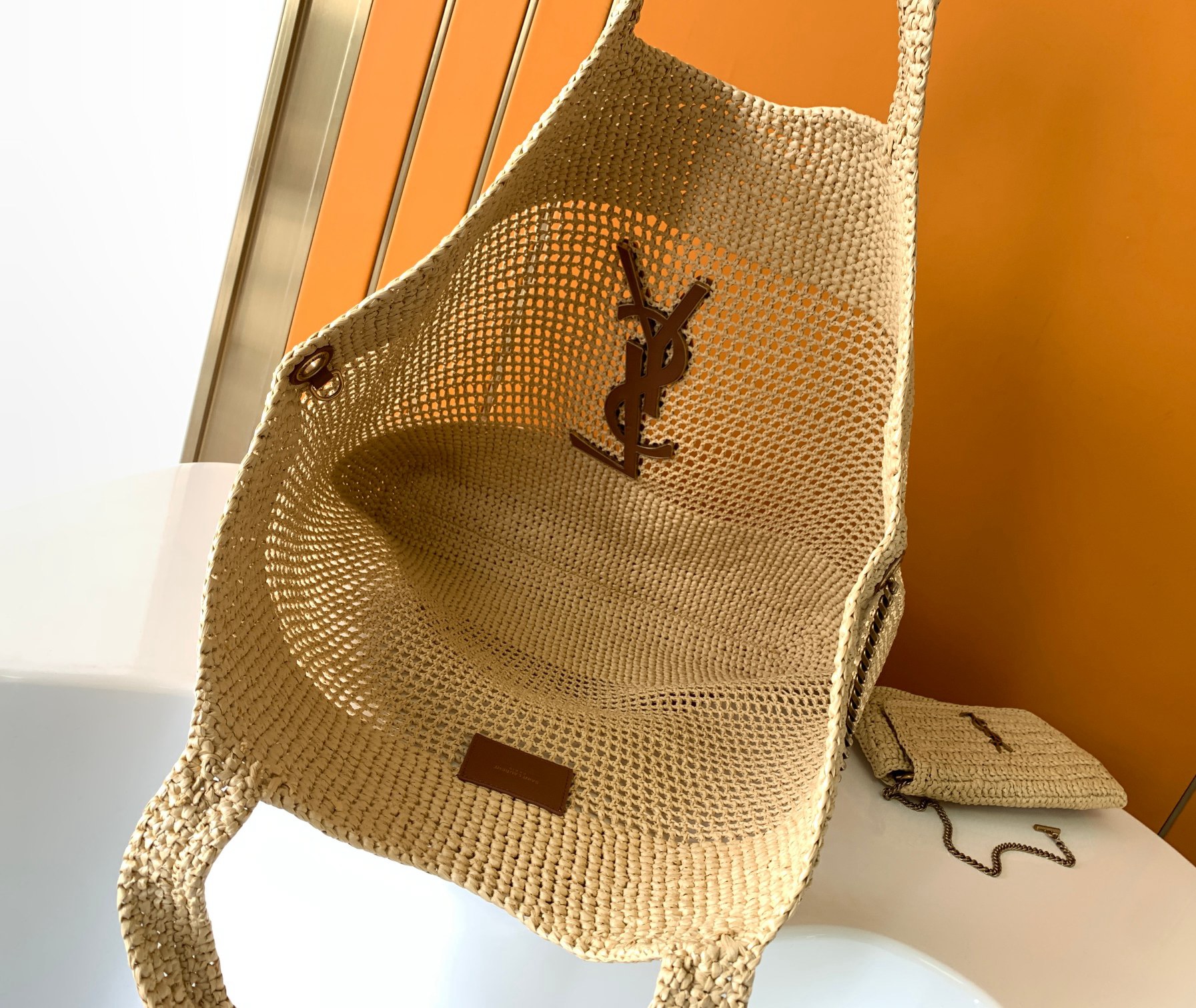 YSL SAINT LAURENT ICARE IN RAFFIA