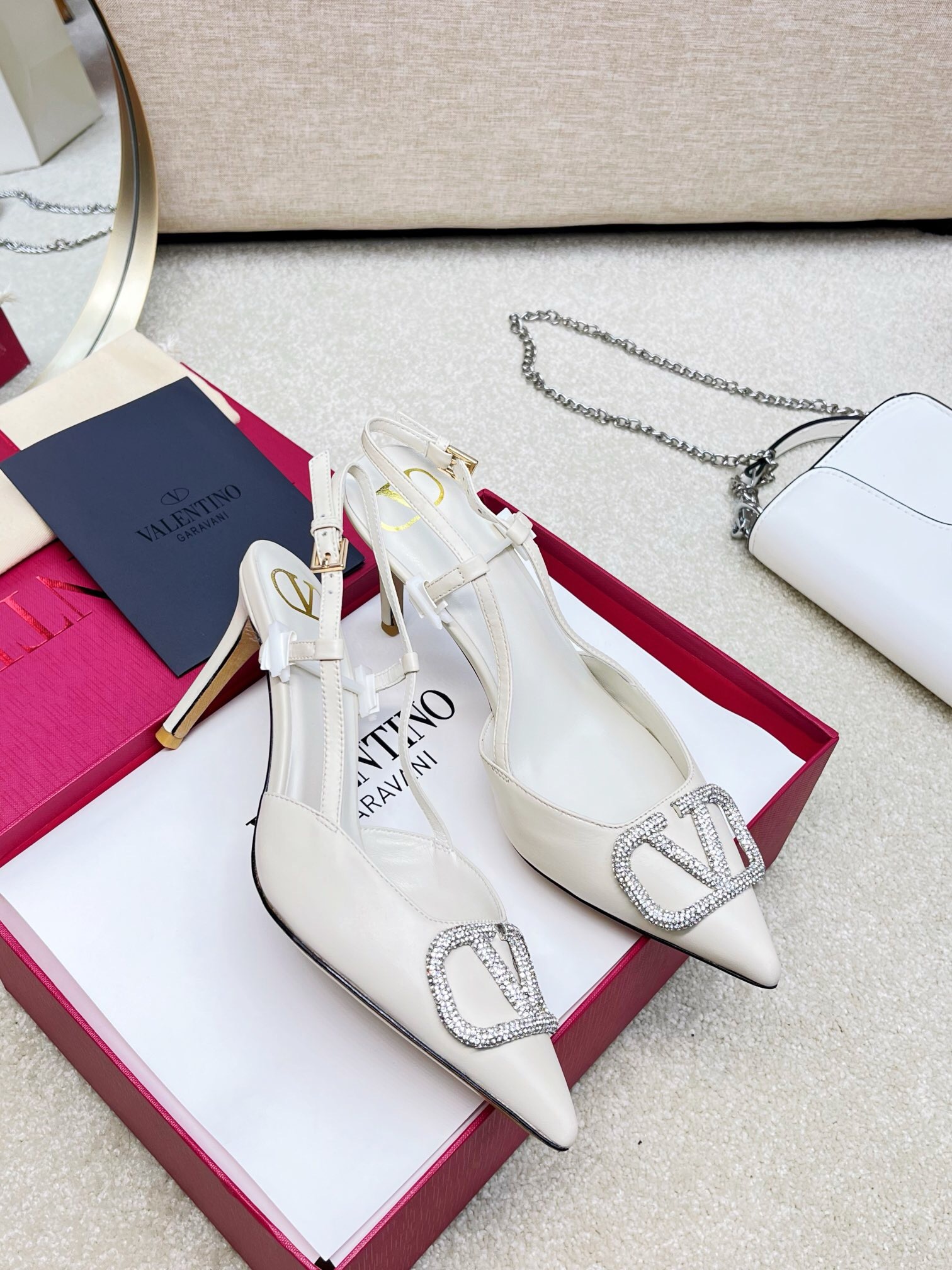 Valentino VLOGO SIGNATURE SLINGBACK PUMP IN CALFSKIN LEATHER 80MM