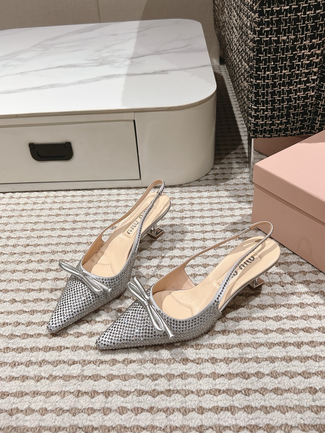 Miu Miu pump  shoes Satin slingback pumps ( heel 5.5cm ) 