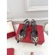 Valentino VLOGO  40 embellished leather-trimmed flocked canvas slingback pumps