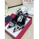 Valentino Vlogo Signature Slingback Black Calfskin With Crystals Caro