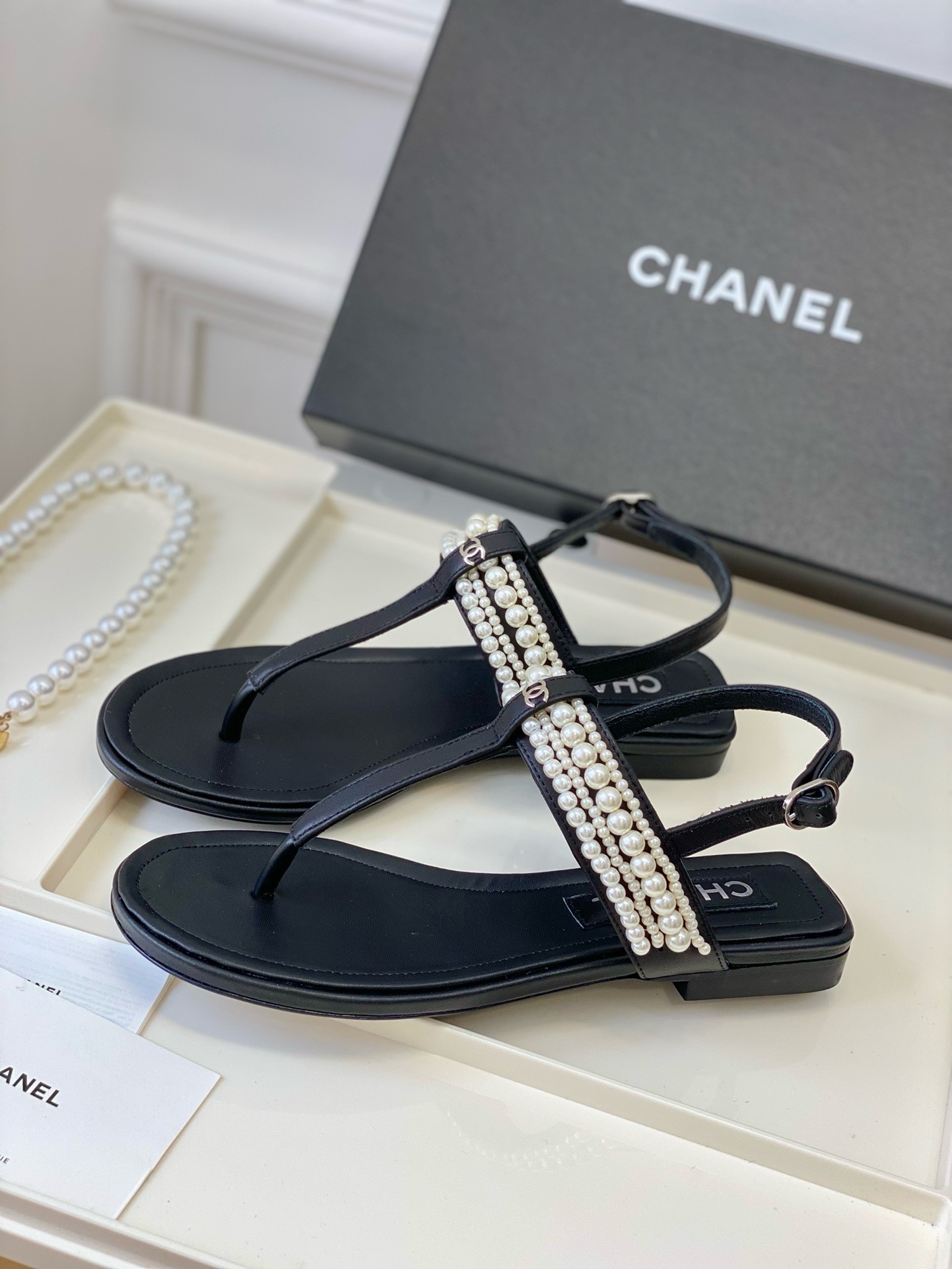CHANEL pearl  sandal  shoes  